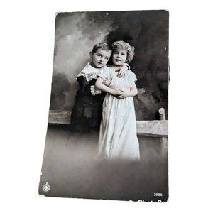 Vintage Postcard Dutch Young Boy Girl Love Romantic Amsterdam 3925 NG 1916 RPPC